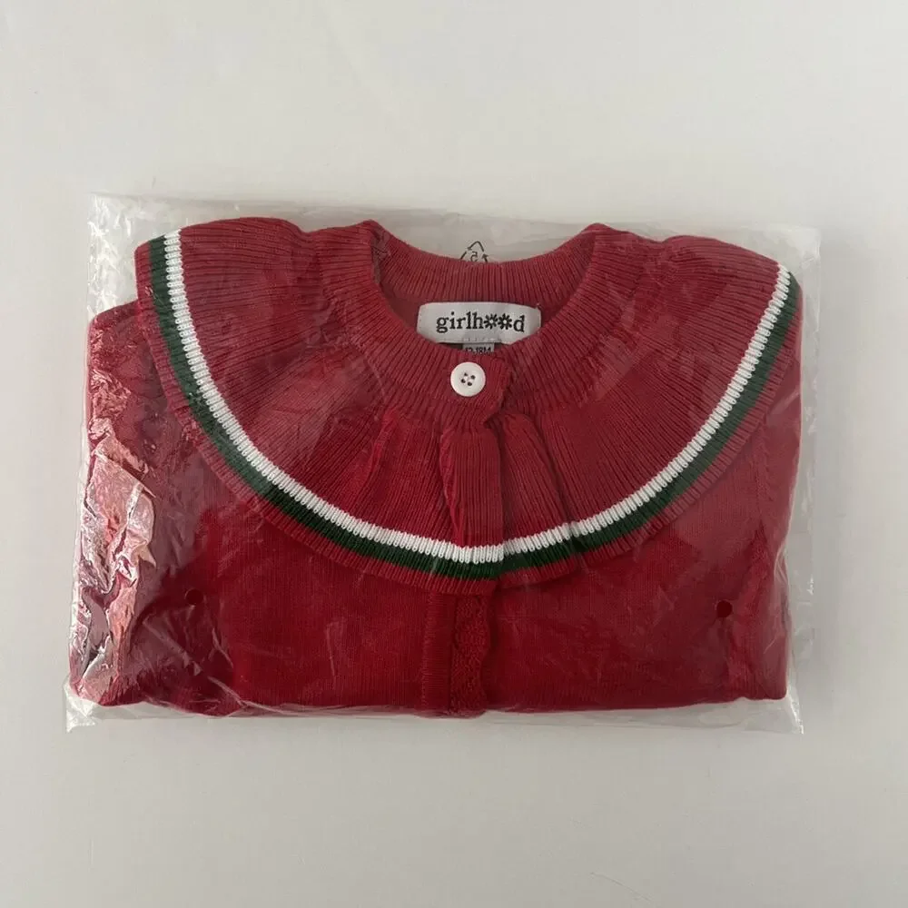 NEW Girlhood Red Ruffle Collar Sweater